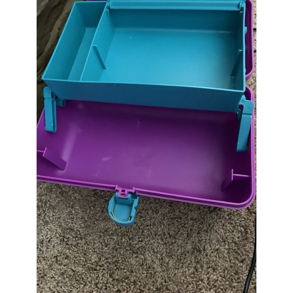 Retro Caboodles Purple Teal Makeup Case-Organizer w/Mirror & Tray Y2k USA Made